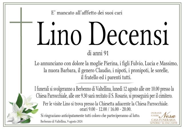 Necrologio Lino Decensi