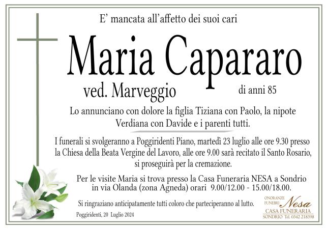 Necrologio MARIA CAPARARO