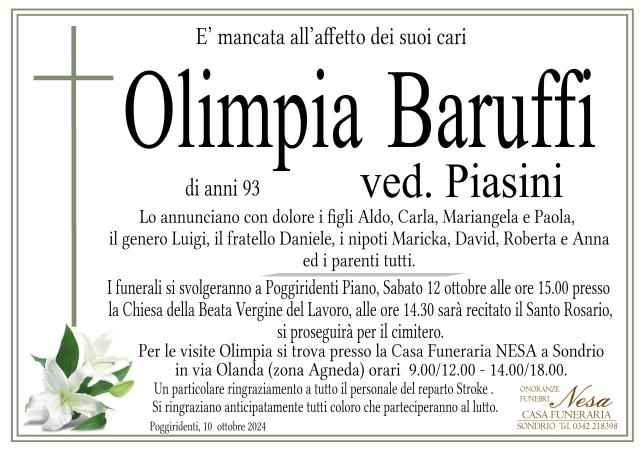 Necrologio OLIMPIA BARUFFI