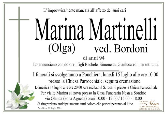 Necrologio Marina(Olga) Martinelli ved. Bordoni