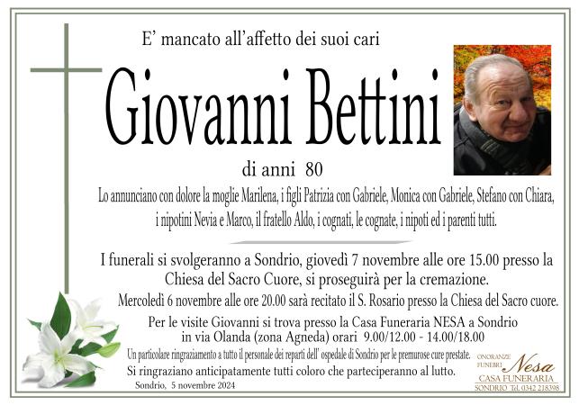 Necrologio GIOVANNI BETTINI