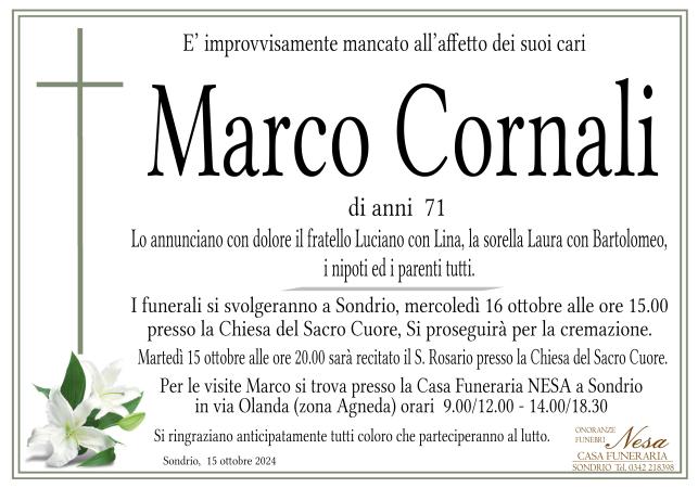 Necrologio MARCO CORNALI