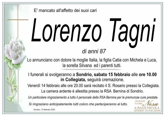 Necrologio LORENZO TAGNI