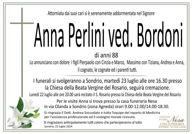 Necrologio Anna Perlini ved. Bordoni
