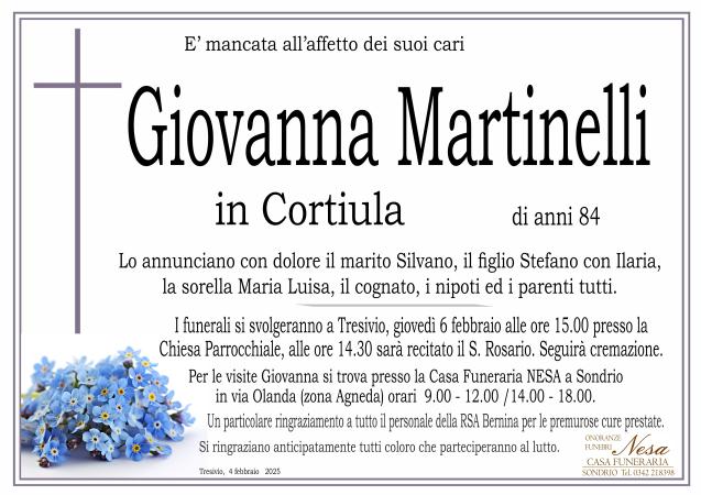 Necrologio GIOVANNA MARTINELLI