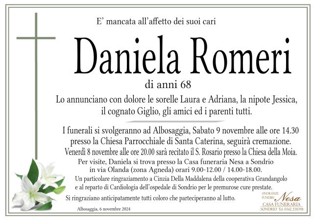 Necrologio Daniela Romeri