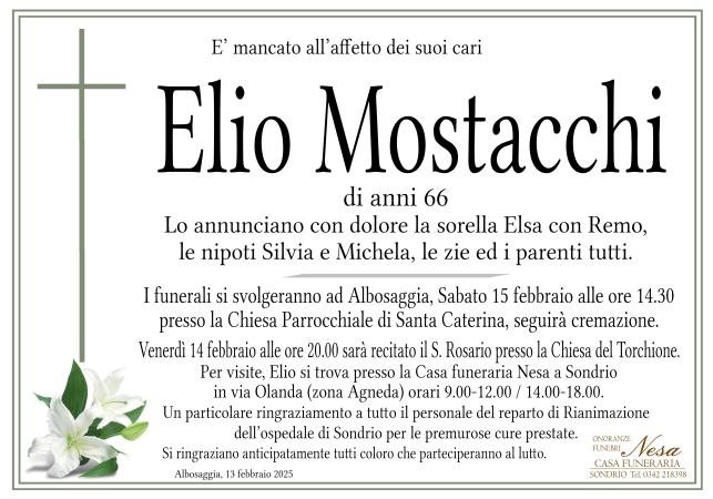 Necrologio Elio Mostacchi