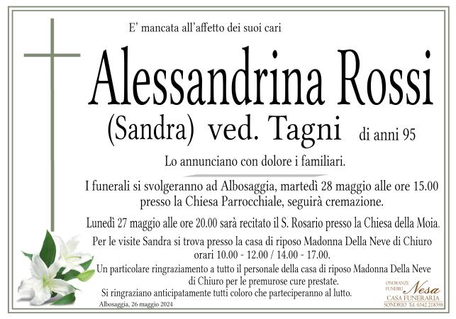 Necrologio Alessandrina (Sandra) Rossi ved. Tagni