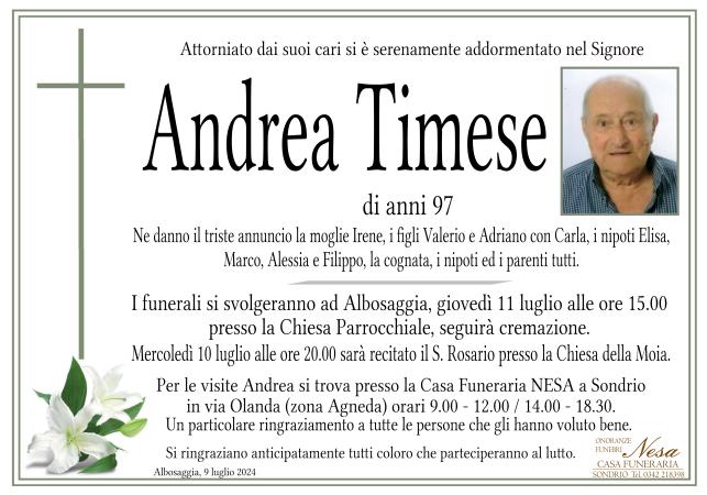 Necrologio Andrea Timese