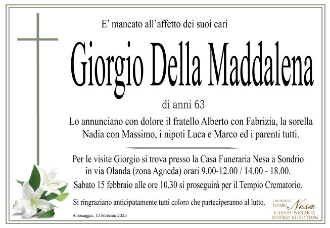 Necrologio GIORGIO DELLA MADDALENA