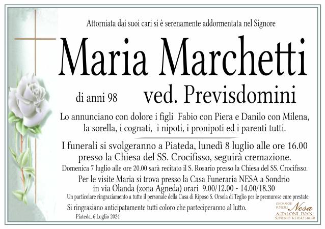 Necrologio Maria Marchetti ved. Previsdomini