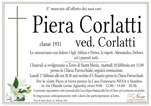 Necrologio PIERA CORLATTI ved. CORLATTI