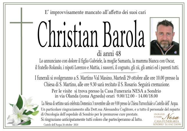 Necrologio Christian barola