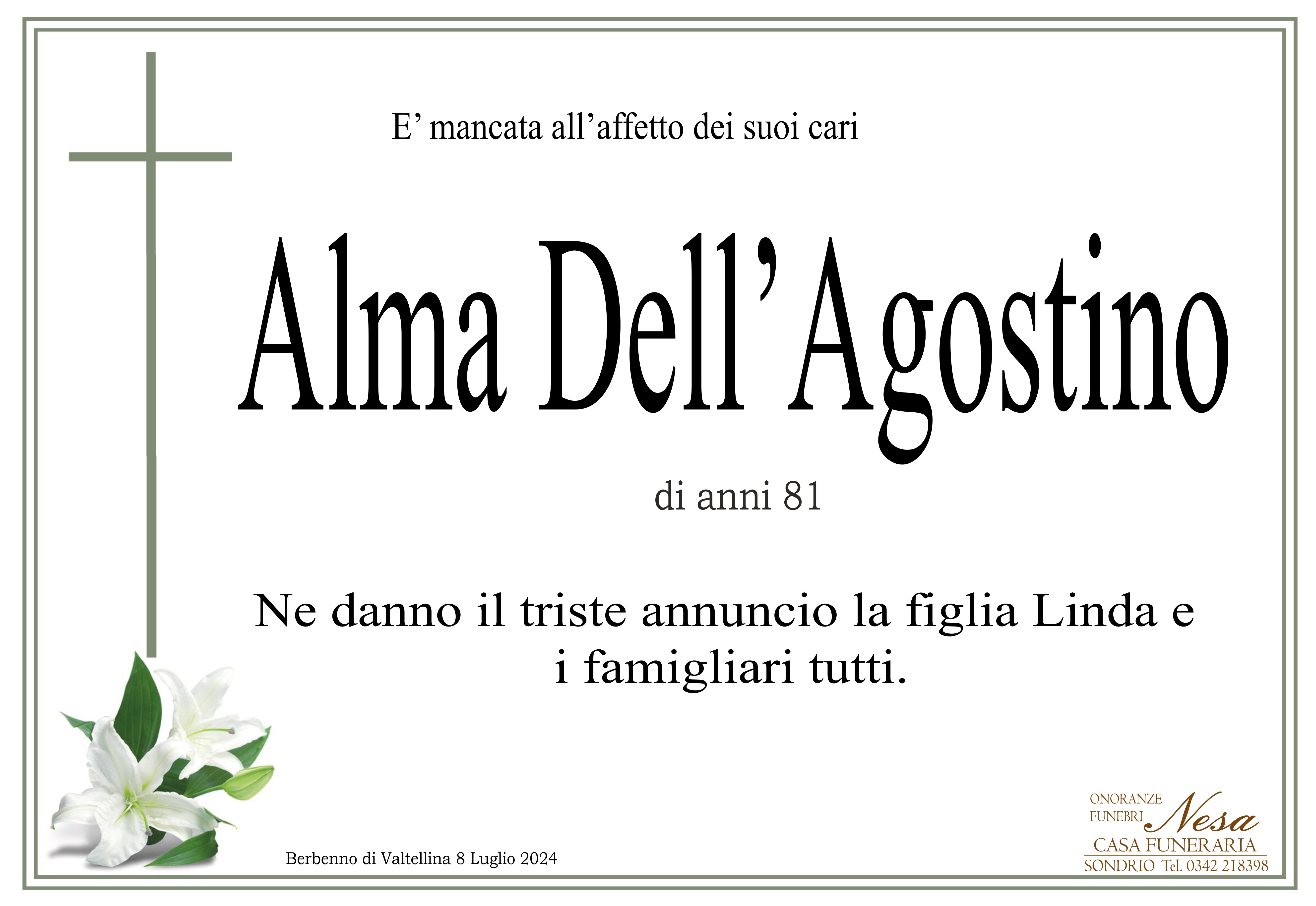 Necrologio Alma  dell'Agostino